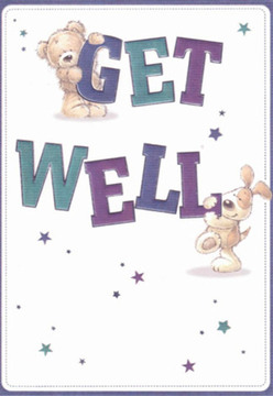 Infused with comfort and lightness, this charming get well card captures the spirit of Rush Green with thoughtful artistry. A cuddly teddy bear, depicted with expressive softness, clings to the top of the word 'GET' while a lively puppy offers gentle support at the base of 'WELL.' Their rounded shapes and kind eyes offer reassurance and affection, imbuing the scene with bright hope. Rich hues of teal and purple give depth and focus to the text, their vibrancy echoing the lively colours seen at the Rush Green Recreation Ground in spring. Stars, artfully scattered across the scene, introduce a whimsical hint of magic-each twinkle a wish for health and renewed joy. The unblemished white background conveys cleanliness and clarity, essential elements when one is wishing for better days. This is a card crafted with the same nurturing care Florist Rush Green brings to every arrangement, every detail selected to bring a genuine smile to loved ones, whether near Whalebone Lane North or beyond.